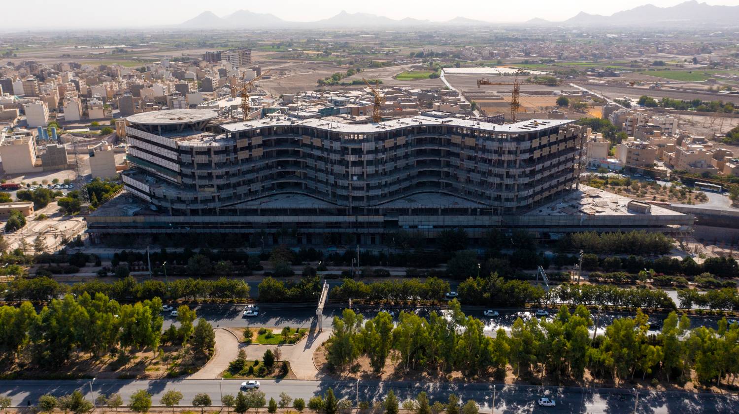 Isfahan Healthcare City aerial construction view